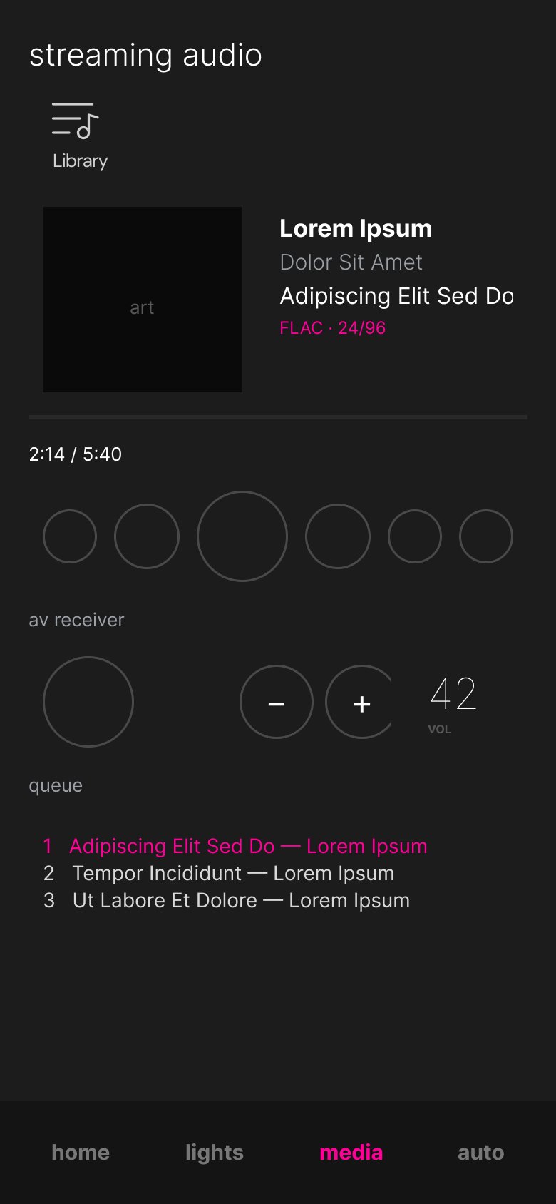 Figma — mobile music wireframe